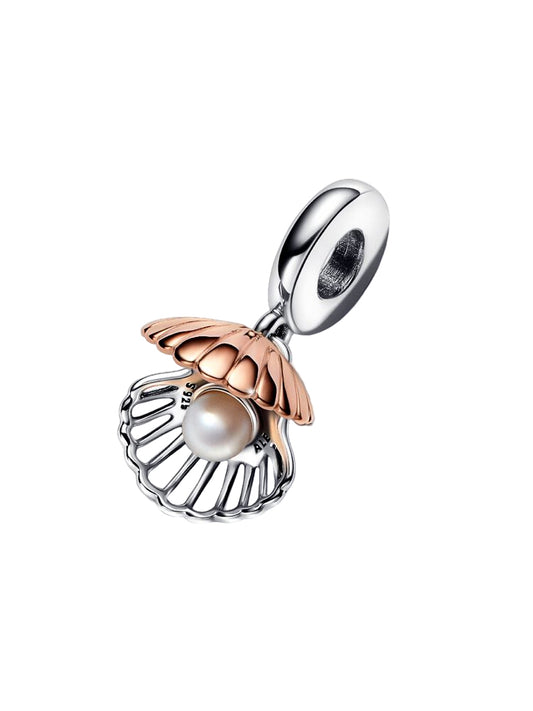 Sea Shell & Treated Freshwater Cultured Pearl Dangle Charm