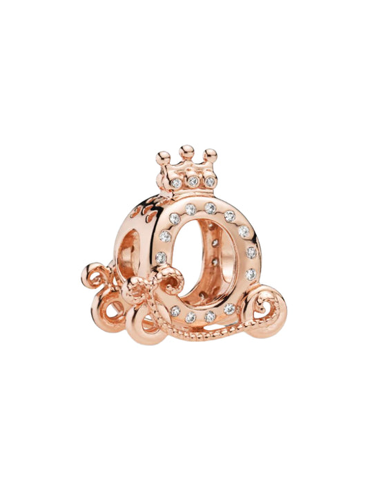 Rose 14K Crown Carriage Charm with Clear CZ
