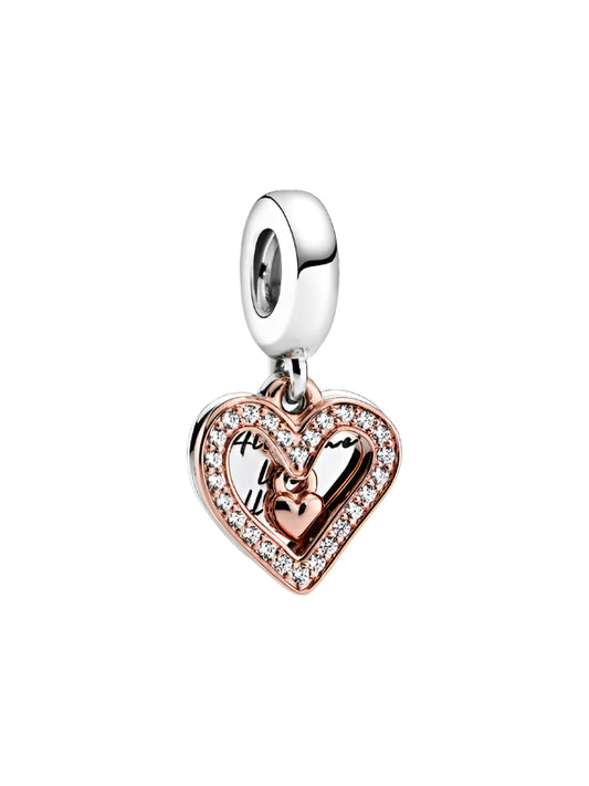 Sparkling Freehand Heart Dangle Charm