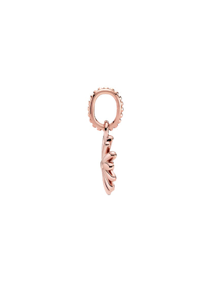 Daisy 14k rose gold-plated dangle with clear cubic zirconia and shaded pink enamel