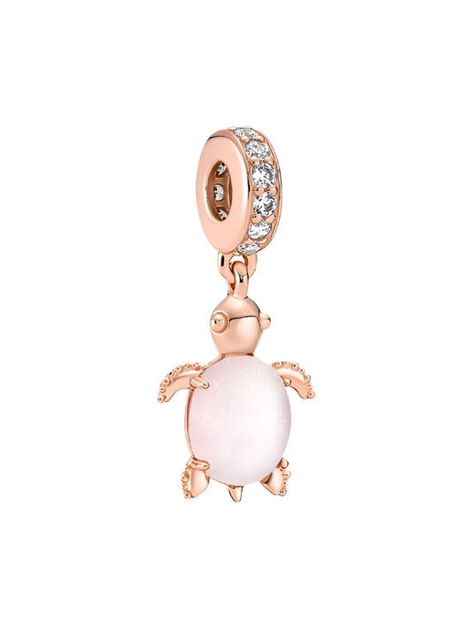 Pink Sea Turtle Murano Glass Dangle Charm