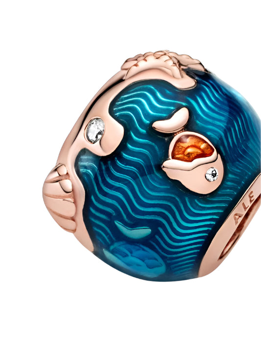 Shimmering Ocean Waves & Fish Charm