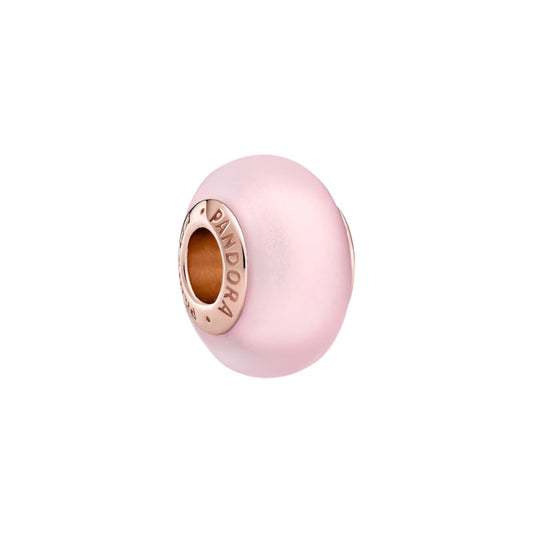 Matte Pink Murano Glass Charm 14K Rose