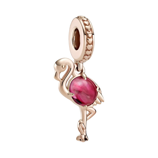 Pink Flamingo Murano Glass Dangle Charm