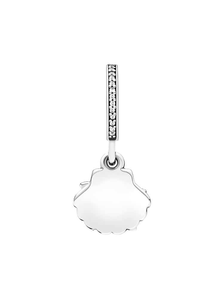 Starfish and shell silver dangle with frosty mint & clear cubic zirconia