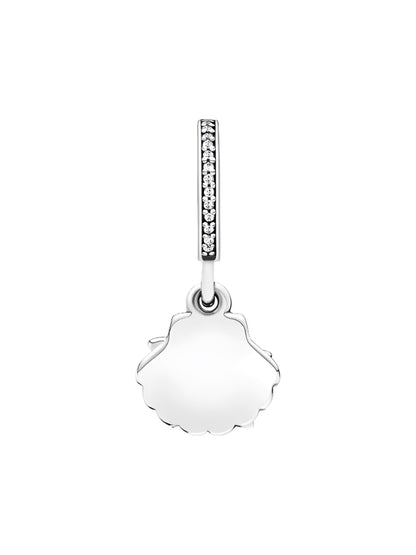 Starfish and shell silver dangle with frosty mint & clear cubic zirconia