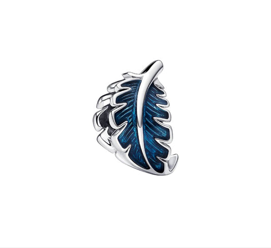 Blue Curved Feather Charm