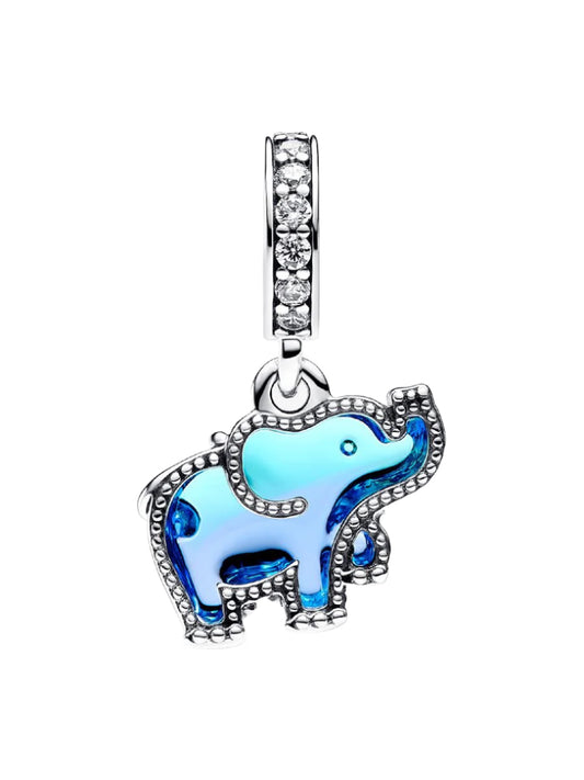 Blue Elephant Murano Glass Dangle Charm