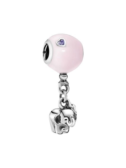 Elephant & Pink Balloon Dangle Charm