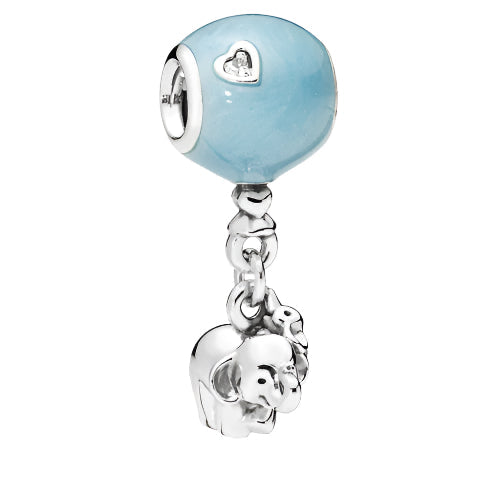 Elephant and Blue Balloon Charm with Blue Enamel
