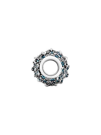 Daisy sterling silver charm with icy green crystal and clear cubic zirconia