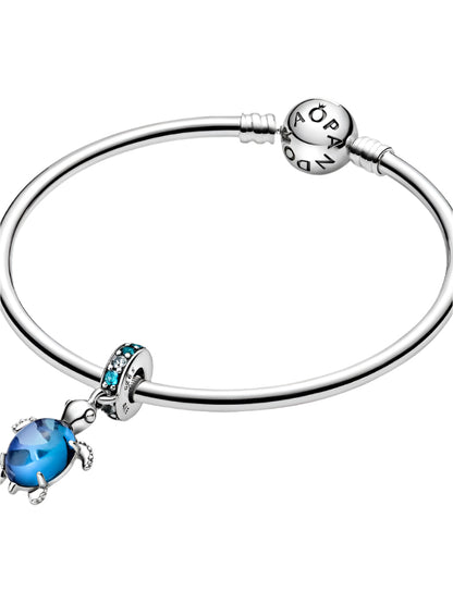 Blue Sea Turtle Dangle Murano Glass Charm