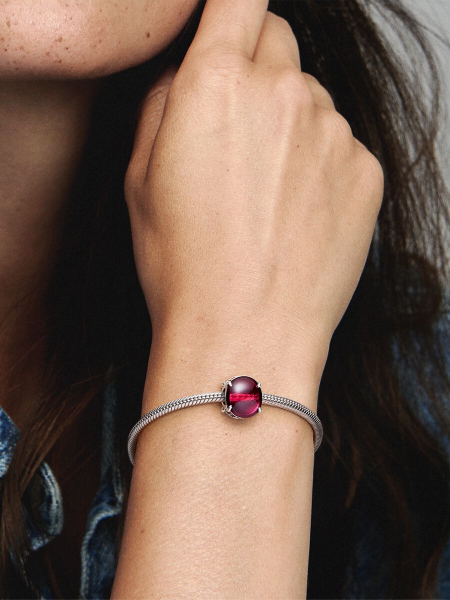 Fuchsia Rose Oval Cabochon Charm