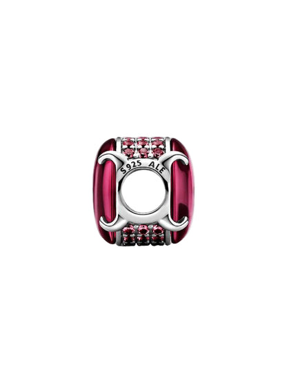 Fuchsia Rose Oval Cabochon Charm