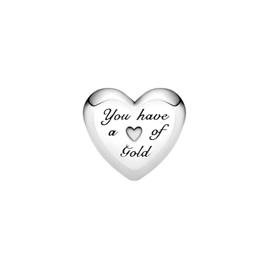 Domed Golden Heart Charm 14K Gold