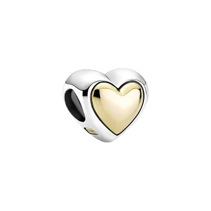 Domed Golden Heart Charm 14K Gold