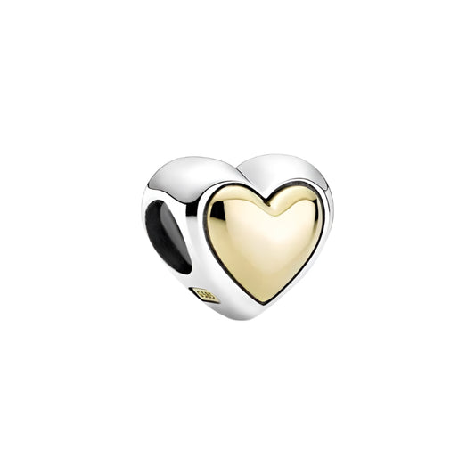 Domed Golden Heart Charm 14K Gold