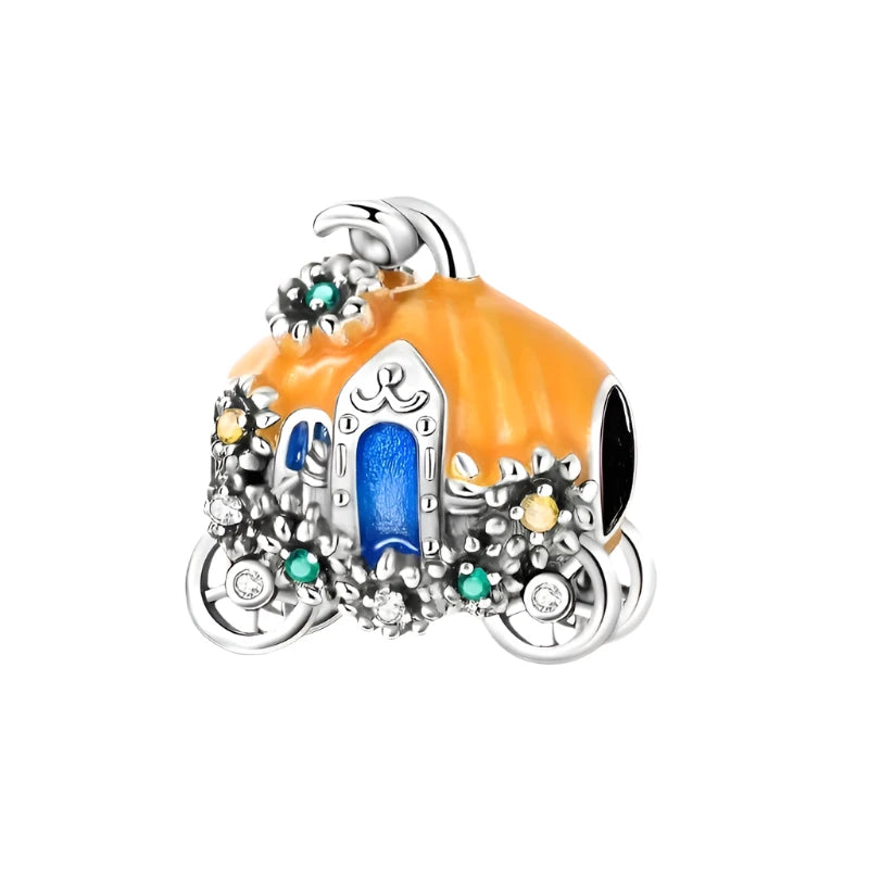 Yellow Enamel Fairy Tale Pumpkin Carriage Bead Charm