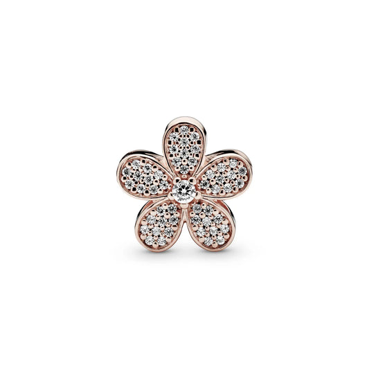 Daisy Pave & Clear CZ Charm 14K Rose