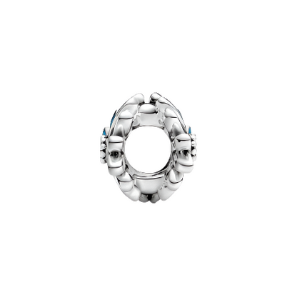 Daisy sterling silver charm with clear cubic zirconia and shaded blue enamel