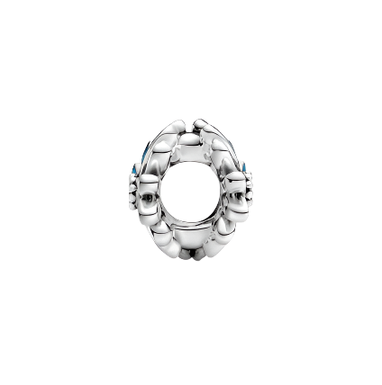 Daisy sterling silver charm with clear cubic zirconia and shaded blue enamel