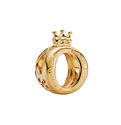 14k Gold-plated crown O charm