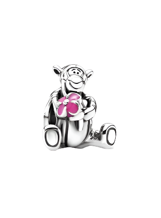 Disney Tigger silver charm with pink enamel