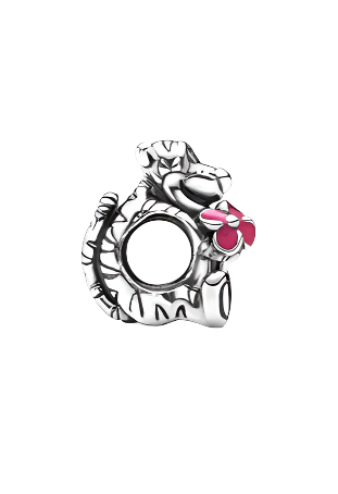 Disney Tigger silver charm with pink enamel
