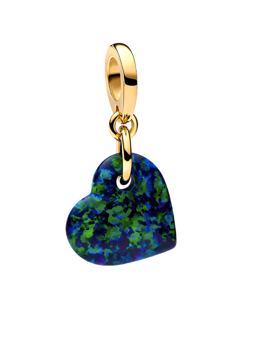 Opalescent Green Heart Dangle Charm