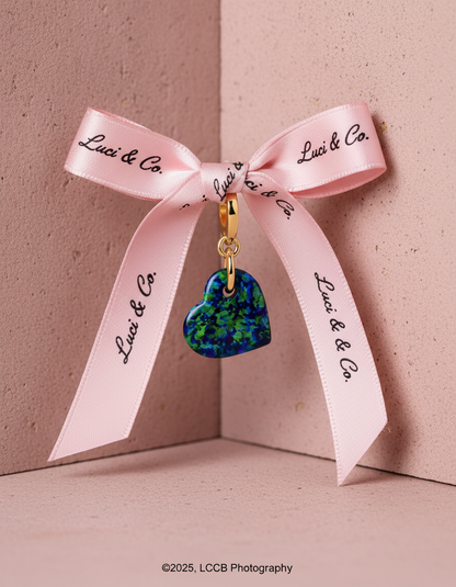 Opalescent Green Heart Dangle Charm