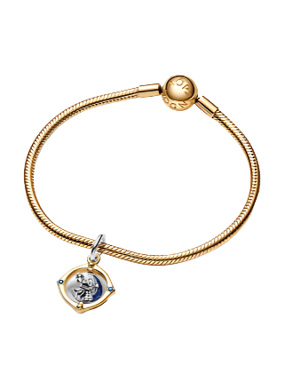 Disney Mickey Mouse & Minnie Mouse Two-tone Spinning Moon Dangle Charm