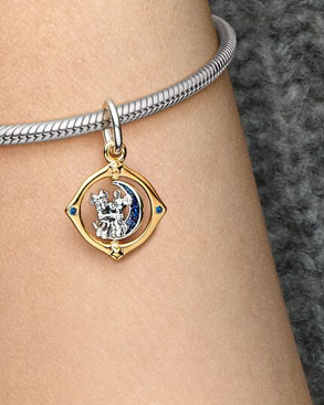 Disney Mickey Mouse & Minnie Mouse Two-tone Spinning Moon Dangle Charm