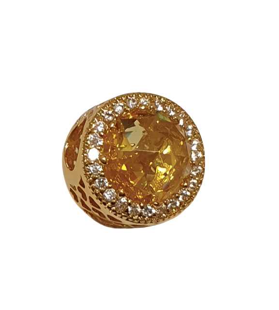 Radiant Hearts Abstract Charm with Golden Zirconia