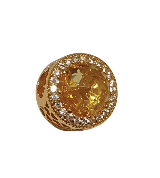 Radiant Hearts Abstract Charm with Golden Zirconia