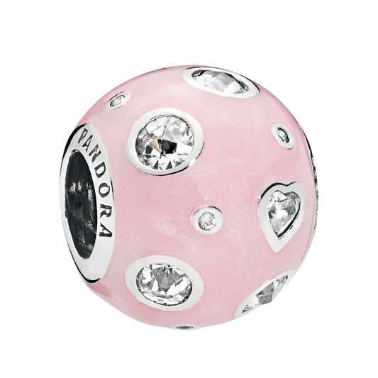 Silver pearlescent dream charm pink enamel