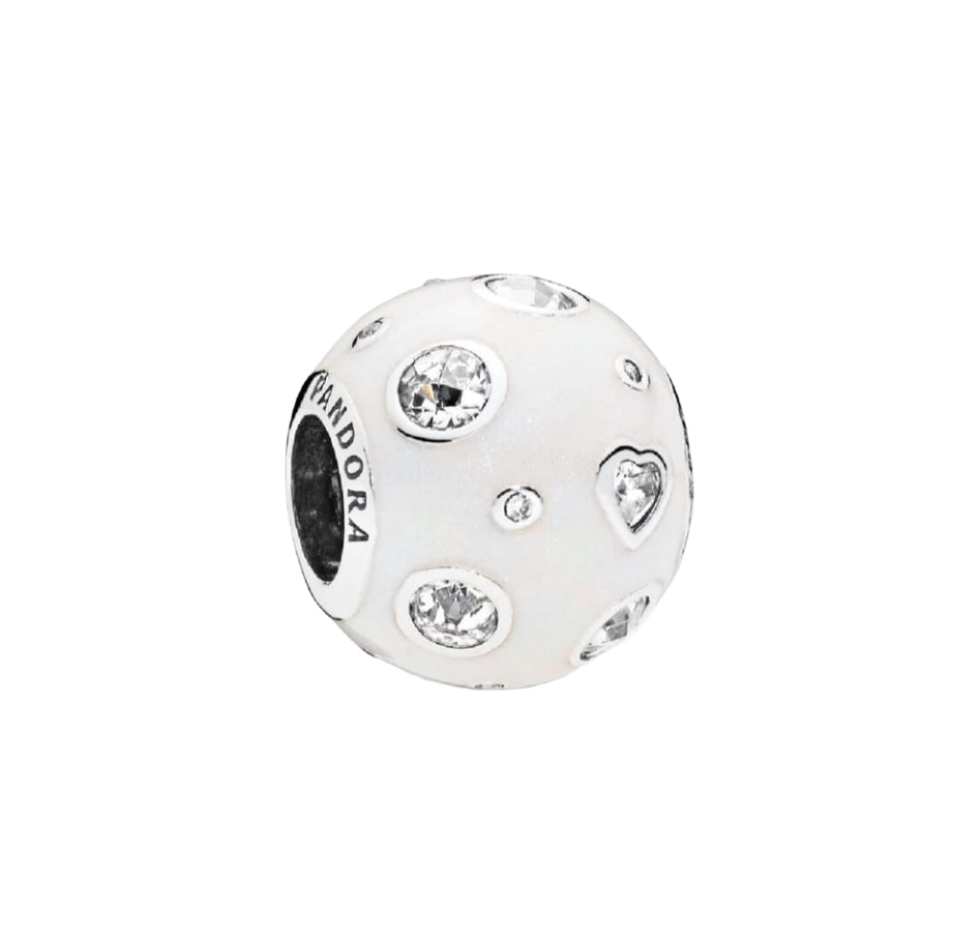Silver pearlescent dream charm silver enamel
