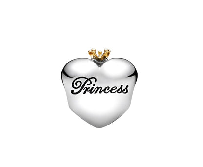 Pink Princess Heart Charm with 14k gold plated crown