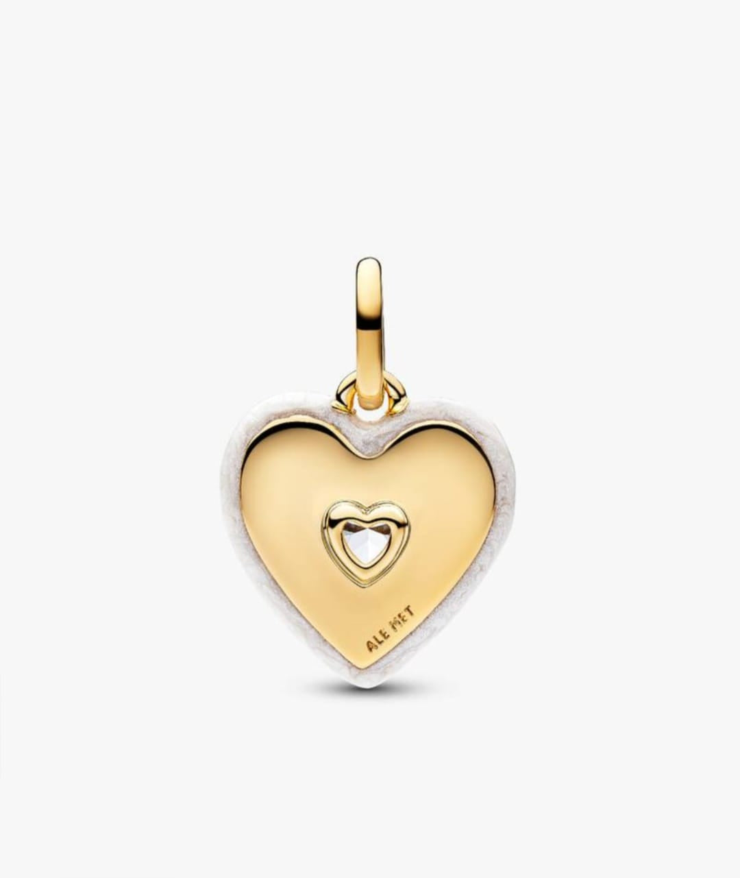Radiating White Heart Medallion Charm