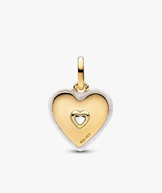 Radiating White Heart Medallion Charm