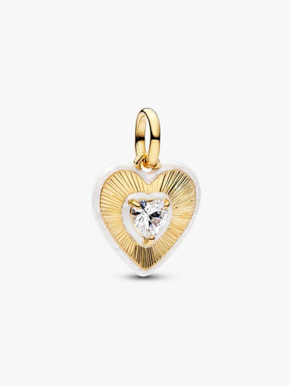 Radiating White Heart Medallion Charm