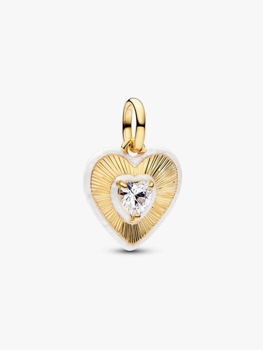 Radiating White Heart Medallion Charm