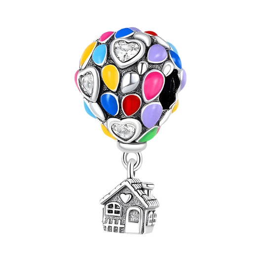 Sterling Rainbow Hot Air Balloon Charm