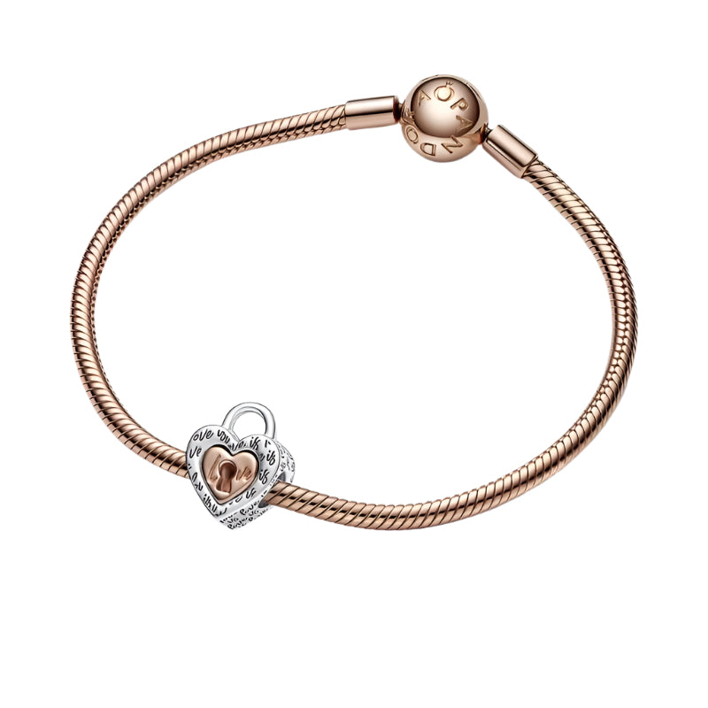 Two-tone Padlock Splittable Heart Charm