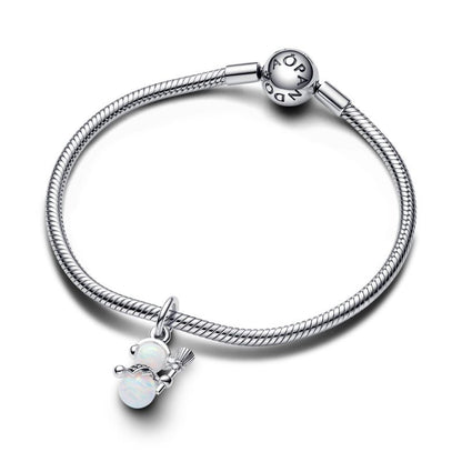 Opalescent Snowman Dangle Charm
