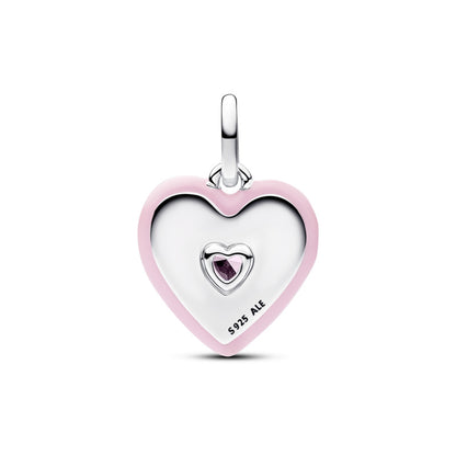Radiating Pink Heart Medallion Charm