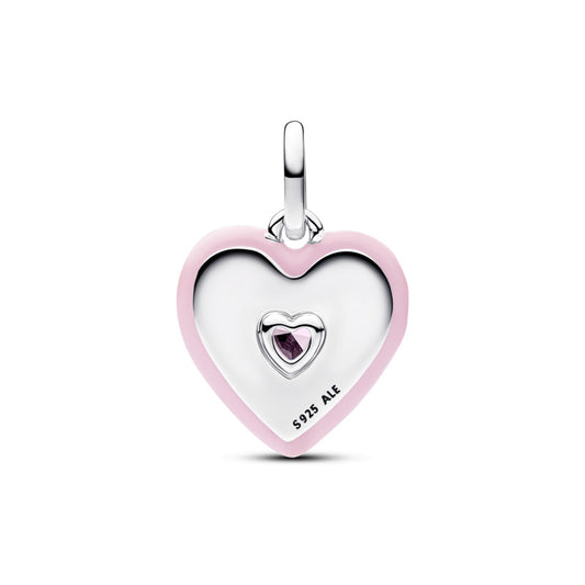 Radiating Pink Heart Medallion Charm