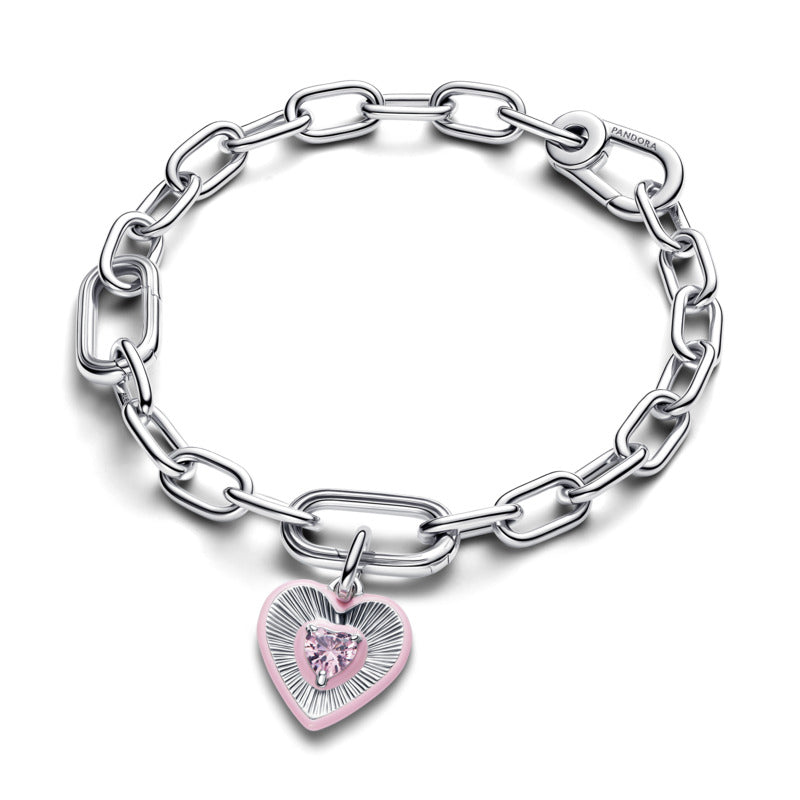 Radiating Pink Heart Medallion Charm