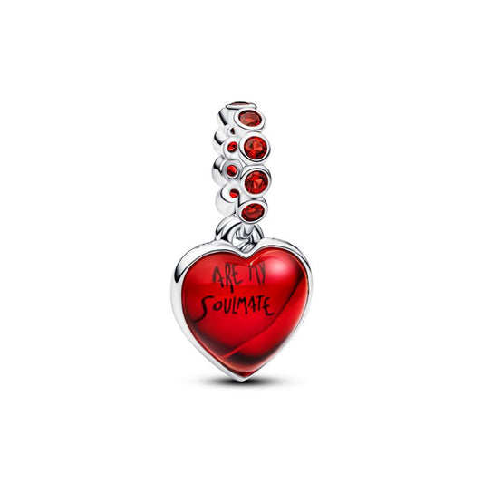 Red Murano Glass Heart Double Dangle Charm