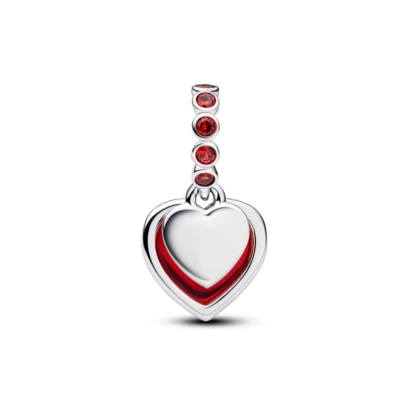 Red Murano Glass Heart Double Dangle Charm