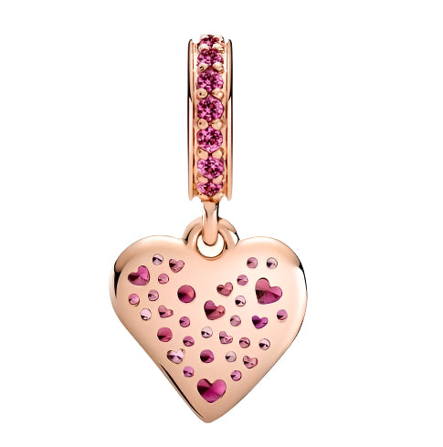 Pavé Freehand Heart Dangle Charm
